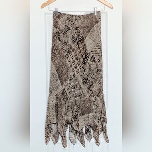 Women's (Small) Lightweight Elastic Waist Lined Boho Maxi Skirt w/Fringed Hem
